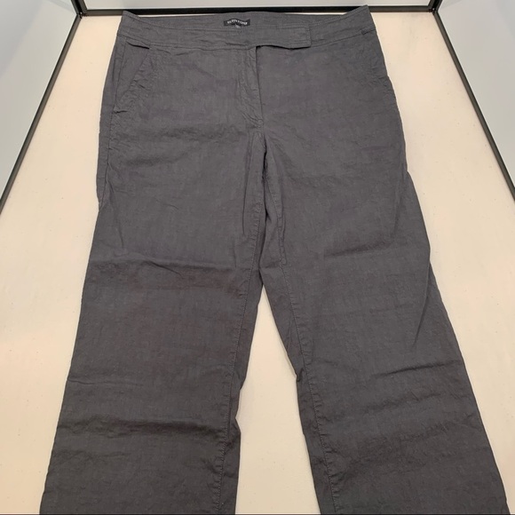 EILEEN FISHER Dark Charcoal Gray Linen-Viscose Spandex Blend Pants Size 12 - Picture 3 of 10